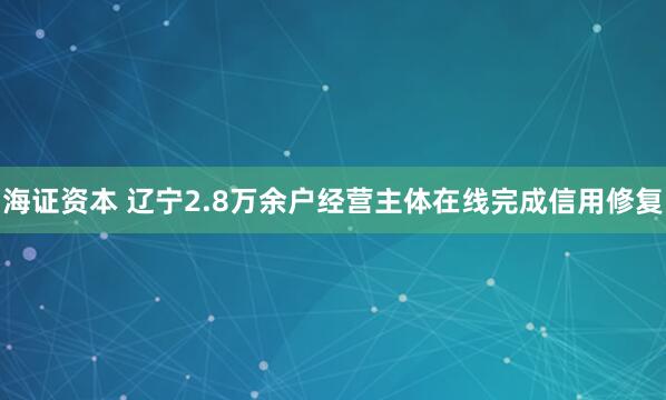 海证资本 辽宁2.8万余户经营主体在线完成信用修复